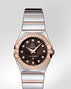 Omega Constellation Polished Quartz with Diamonds (SS -RG / Brown / Bracelet) 123.25.27.60.63.002