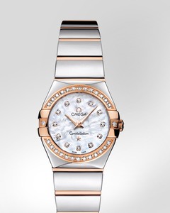 Omega Constellation Polished Quartz with Diamonds (SS -RG / White-Mother-of-Pearl / Bracelet) 123.25.24.60.55.005