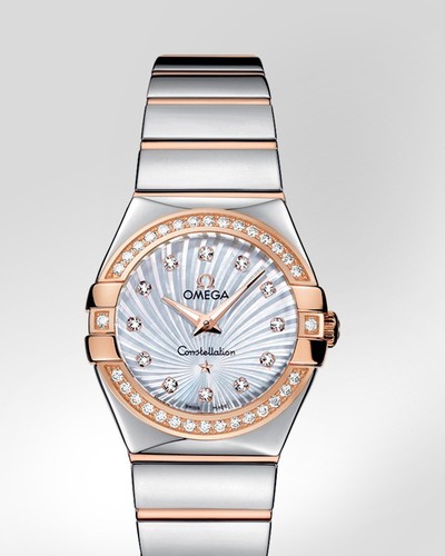 Omega Constellation Polished Quartz with Diamonds (SS -RG / White-Mother-of-Pearl / Bracelet) 123.25.27.60.55.006