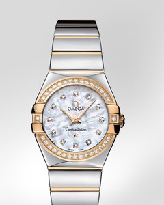 Omega Constellation Polished Quartz with Diamonds (SS -YG / White-Mother-of-Pearl / Bracelet) 123.25.27.60.55.007