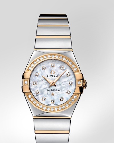 Omega Constellation Polished Quartz with Diamonds (SS -YG / White-Mother-of-Pearl / Bracelet) 123.25.27.60.55.007
