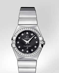 Omega Constellation Polished Quartz with Diamonds (SS / Black / Bracelet) 123.15.27.60.51.002