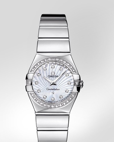 Omega Constellation Polished Quartz with Diamonds (SS / White-Mother-of-Pearl / Bracelet) 123.15.24.60.55.004