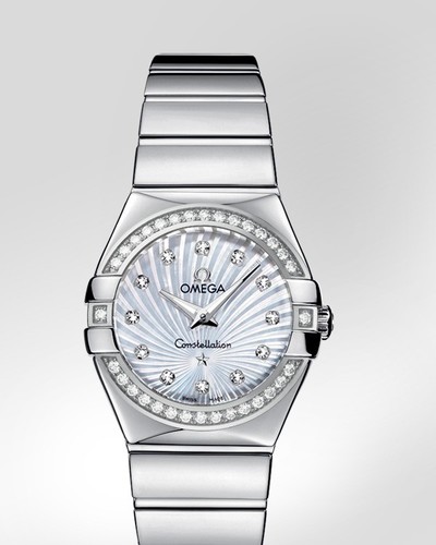 Omega Constellation Polished Quartz with Diamonds (SS / White-Mother-of-Pearl / Bracelet) 123.15.27.60.55.004