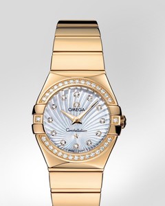 Omega Constellation Polished Quartz with Diamonds (YG / White-Mother-of-Pearl / Bracelet) 123.55.27.60.55.007