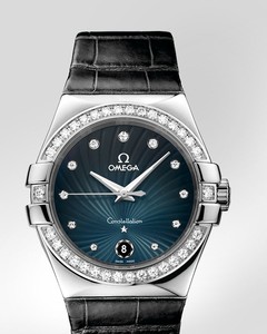 Omega Constellation Quartz with Diamonds (SS / Blue / Strap) 123.18.35.60.56.001