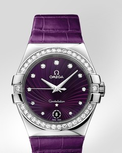 Omega Constellation Quartz with Diamonds (SS / Purple / Strap) 123.18.35.60.60.001
