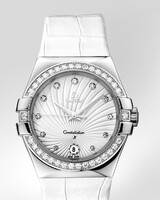 Omega Constellation Quartz with Diamonds (SS / White / Strap) 123.18.35.60.52.001