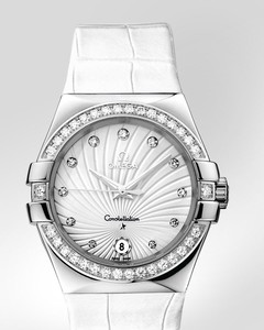 Omega Constellation Quartz with Diamonds (SS / White / Strap) 123.18.35.60.52.001