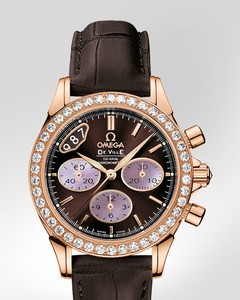 Omega Deville Co-Axial Chronograph with Diamonds (RG / Brown / Strap) 422.58.35.50.13.001