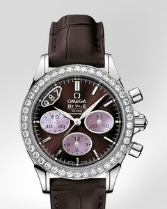 Omega Deville Co-Axial Chronograph with Diamonds (SS / Brown / Strap) 422.18.35.50.13.001