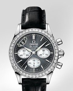 Omega Deville Co-Axial Chronograph with Diamonds (SS / Grey / Strap) 422.18.35.50.06.001