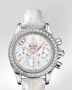 Omega Deville Co-Axial Chronograph with Diamonds (SS / White-Mother-of Pearl / Strap) 422.18.35.50.05.001