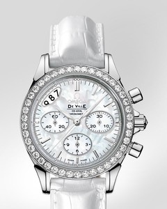 Omega Deville Co-Axial Chronograph with Diamonds (SS / White-Mother-of Pearl / Strap) 422.18.35.50.05.002