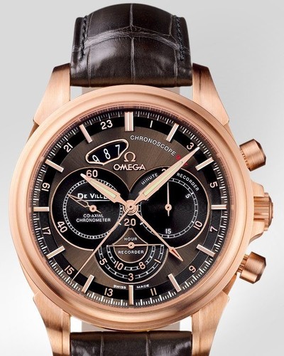 Omega DeVille Co-Axial Chronoscope GMT ( RG / Brown / Croc Leather) 422.53.44.52.13.001