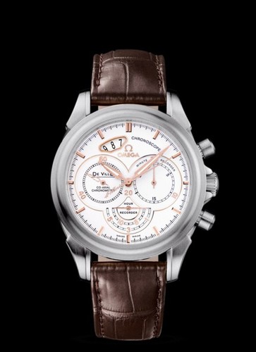 Omega DeVille Co-Axial Chronoscope (SS / Silver / Croc Leather) 422.13.41.50.04.002
