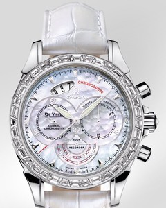 Omega Deville Co-Axial Chronoscope with Diamonds (Paladium / White-Mother-of-Pearl / Strap) 422.98.41.50.05.001