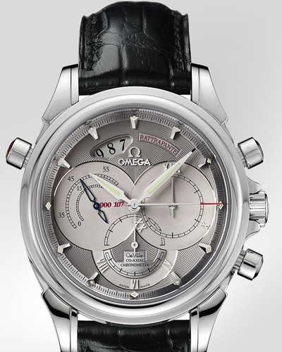 Omega Deville Co-Axial Rattrapante (Platinum / Grey / Strap) 4647.40.31