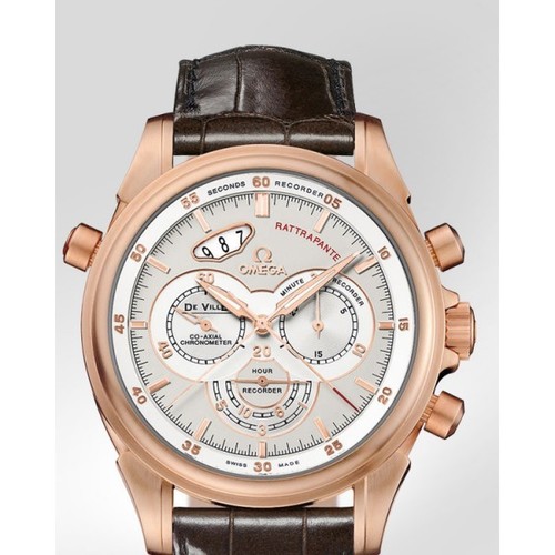 Omega Deville Co-Axial Rattrapante (RG / Silver / Strap) 422.53.44.51.02.002