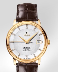 Omega Deville Prestige Automatic with Diamonds (YG / Silver / Strap) 4617.35.02