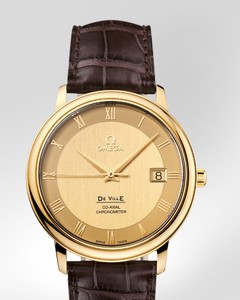 Omega Deville Prestige Automatic (YG / Champagne / Strap)