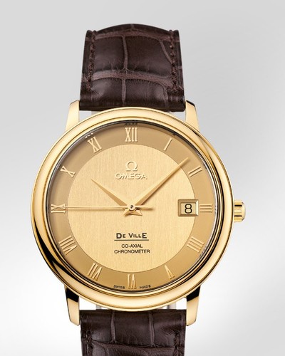 Omega Deville Prestige Automatic (YG / Champagne / Strap)