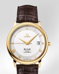 Omega Deville Prestige Automatic (YG / Silver / Strap) 4617.31.02