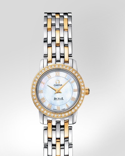 Omega Deville Prestige Quartz Small (SS -YG / White-Mother-of-Pearl / Bracelet) 4375.71