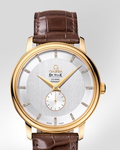 Omega Deville Prestige Small Seconds with Diamonds (YG / Silver / Strap) 4613.35.02
