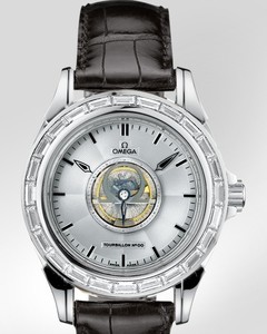 Omega Deville Specialities Tourbillon with Diamonds (Platinum / Silver / Strap) 5944.40.31