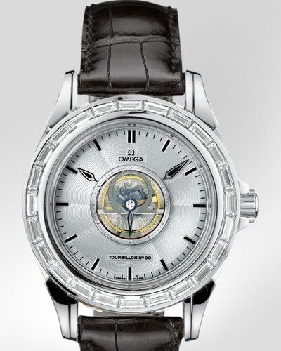 Omega Deville Specialities Tourbillon with Diamonds (Platinum / Silver / Strap) 5944.40.31