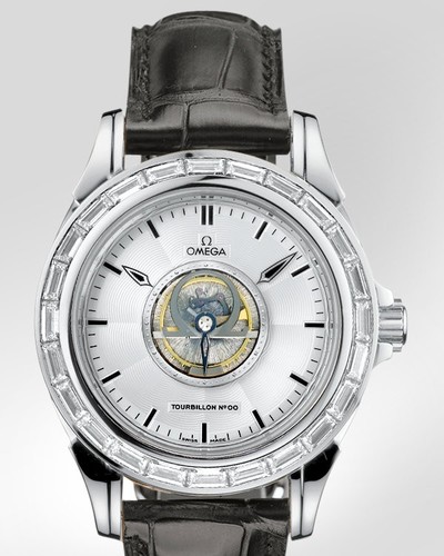 Omega Deville Specialities Tourbillon with Diamonds (WG / Silver / Strap) 5924.30.32
