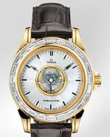 Omega Deville Specialities Tourbillon with Diamonds (YG / Silver / Strap) 5914.30.32