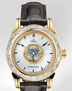 Omega Deville Specialities Tourbillon with Diamonds (YG / Silver / Strap) 5914.30.32