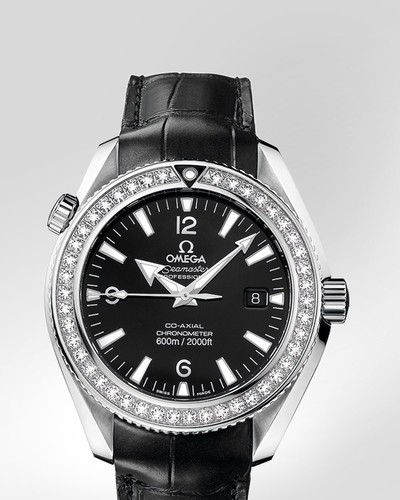 Omega Planet Ocean 42mm ( SS- Diamonds / Black / Croc Leather ) 222.18.42.20.01.001