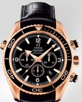 Omega Planet Ocean Chronograph (RG / Black / Strap) 222.63.46.50.01.001