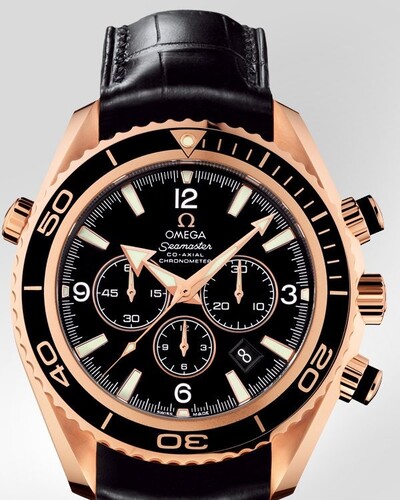 Omega Planet Ocean Chronograph (RG / Black / Strap) 222.63.46.50.01.001