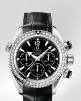 Omega Planet Ocean Chronograph with Diamonds (SS / Black / Strap) 222.18.38.50.01.001