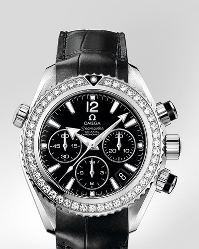 Omega Planet Ocean Chronograph with Diamonds (SS / Black / Strap) 222.18.38.50.01.001