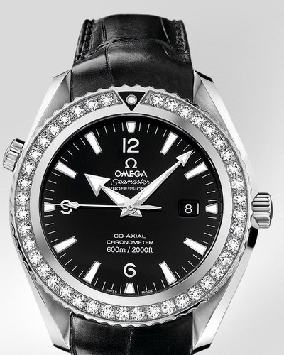 Omega Planet Ocean with Diamonds (SS / Black / Strap) 222.18.46.20.01.001