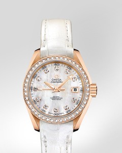 Omega Seamaster Aqua Terra Ladies Automatic (RG- Diamonds / Silver-Diamond /Croc Leather) 231.58.30.20.55.001