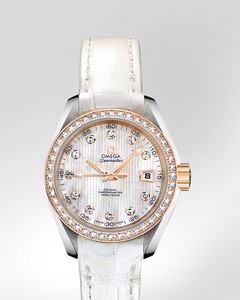 Omega Seamaster Aqua Terra Ladies Automatic (SS-RG- Diamond / Silver-Diamond /Croc Leather) 231.28.30.20.55.001