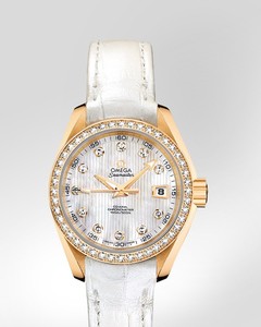 Omega Seamaster Aqua Terra Ladies Automatic (YG- Diamonds / Silver-Diamond /Croc Leather) 231.58.30.20.55.002
