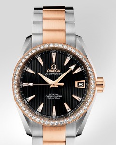 Omega Seamaster Aqua Terra Mid Size Chronometer with Diamonds (SS- RG / Black / Bracelet) 231.25.39.21.51.001