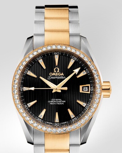 Omega Seamaster Aqua Terra Mid Size Chronometer with Diamonds (SS- YG / Black / Bracelet) 231.25.39.21.51.002