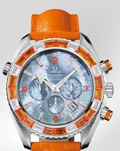 Omega Seamaster Specialities Jewellery Chronograph with Diamonds (SS / Black-Mother-of-Pearl / Strap) 222.28.46.50.57.002