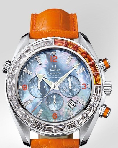 Omega Seamaster Specialities Jewellery Chronograph with Diamonds (SS / Black-Mother-of-Pearl / Strap) 222.28.46.50.57.003