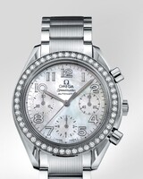 Omega Speedmaster Automatic Chronograph with Diamonds (SS / White-Mother-of-Pearl / Bracelet) 3535.7