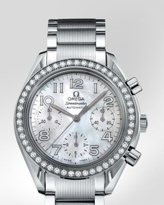Omega Speedmaster Automatic Chronograph with Diamonds (SS / White-Mother-of-Pearl / Bracelet) 3535.7