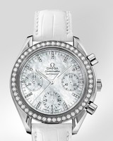 Omega Speedmaster Automatic Chronograph with Diamonds (SS / White-Mother-of-Pearl Diamond / Strap) 3835.77.36